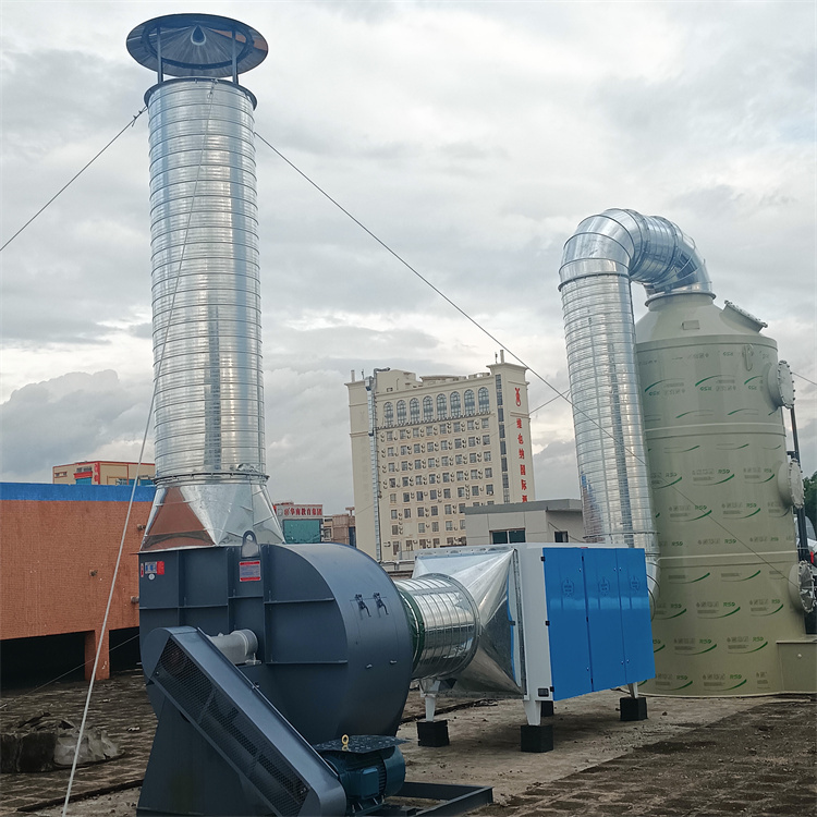 深圳廢氣處理工程 廢氣處理設備PP噴淋塔安裝 寶安廢氣吸收塔安裝工程 