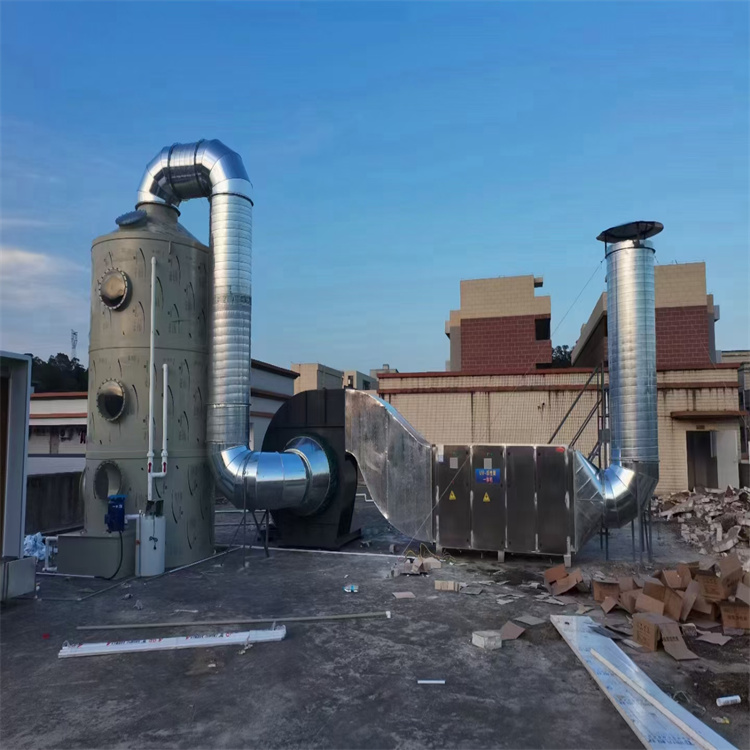 深圳寶安松崗噴淋塔安裝廠家承接塑料廠車間排煙廢氣處理工程